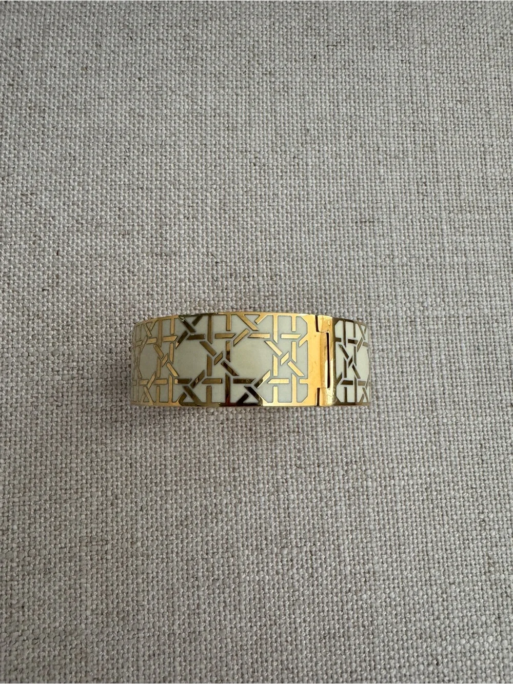 kate spade Gold and Cream Geo-Pattern Bangle Bracelet - Picture 2 of 5